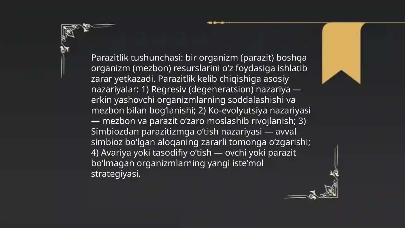 Parazitalogiya asoslari parazitlikning kelib chiqishi 3