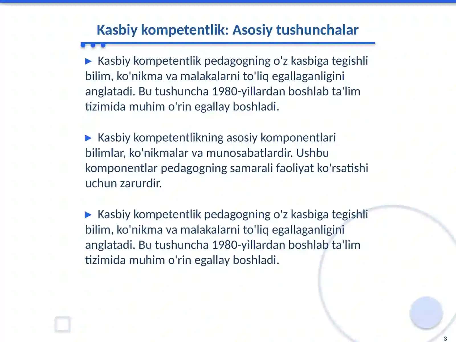Pedagogikaning kasbiy kompetentligi 3