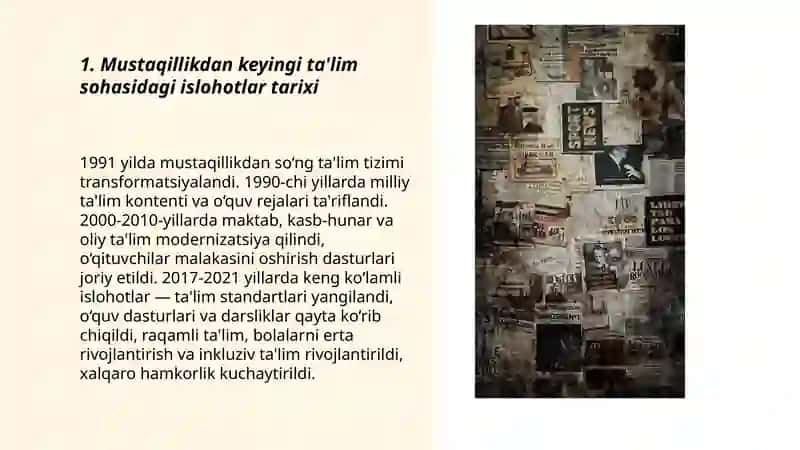 Mustaqillikdan keyingi ta'lim sohasidagi islohotlar tarixi 3