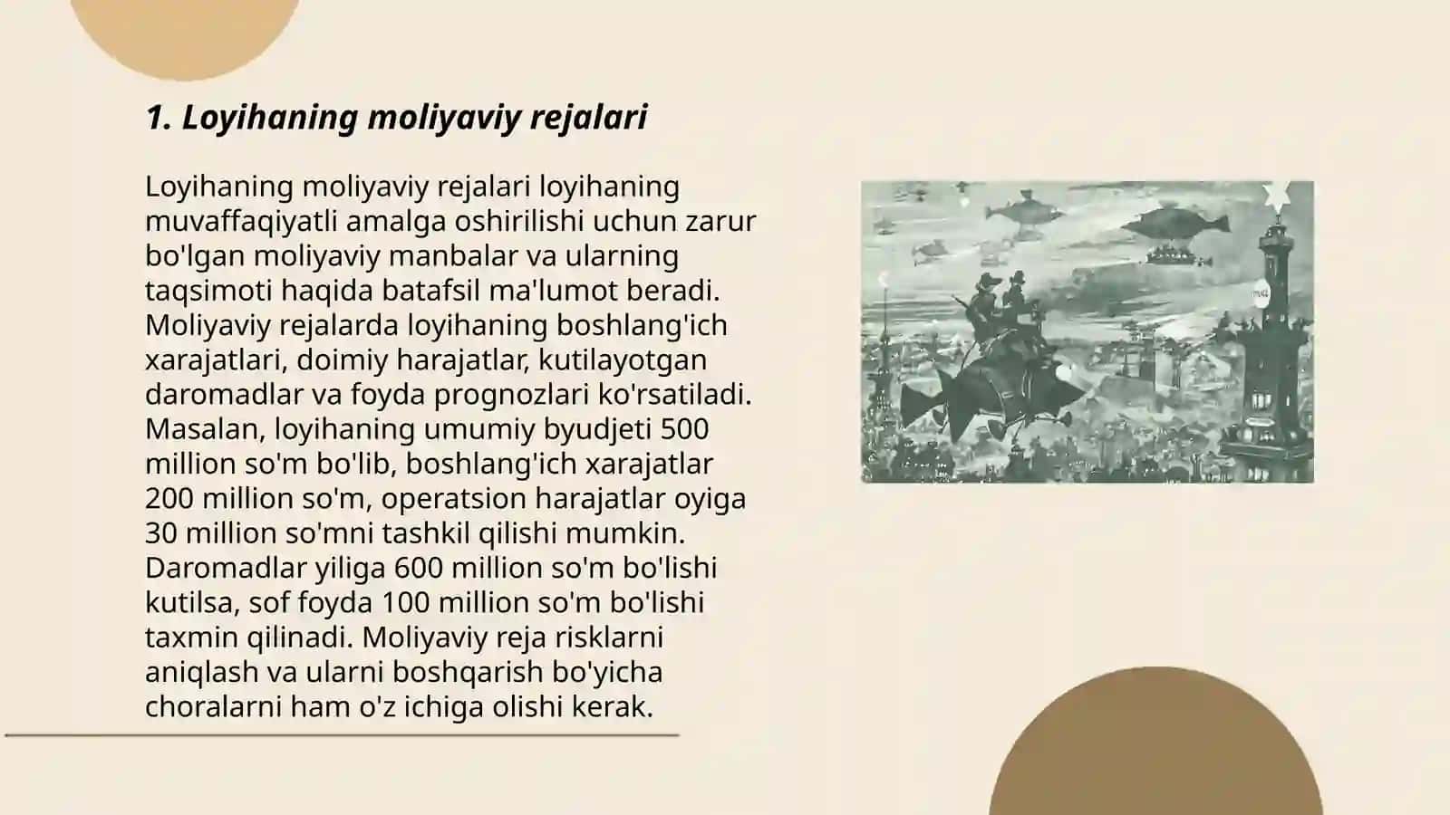Loyihaning moliyaviy rejalari 3