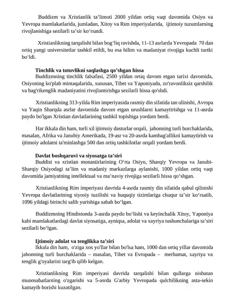 Buddaviylik va xiristianlik dinlari jamyat taraqqiyot 3