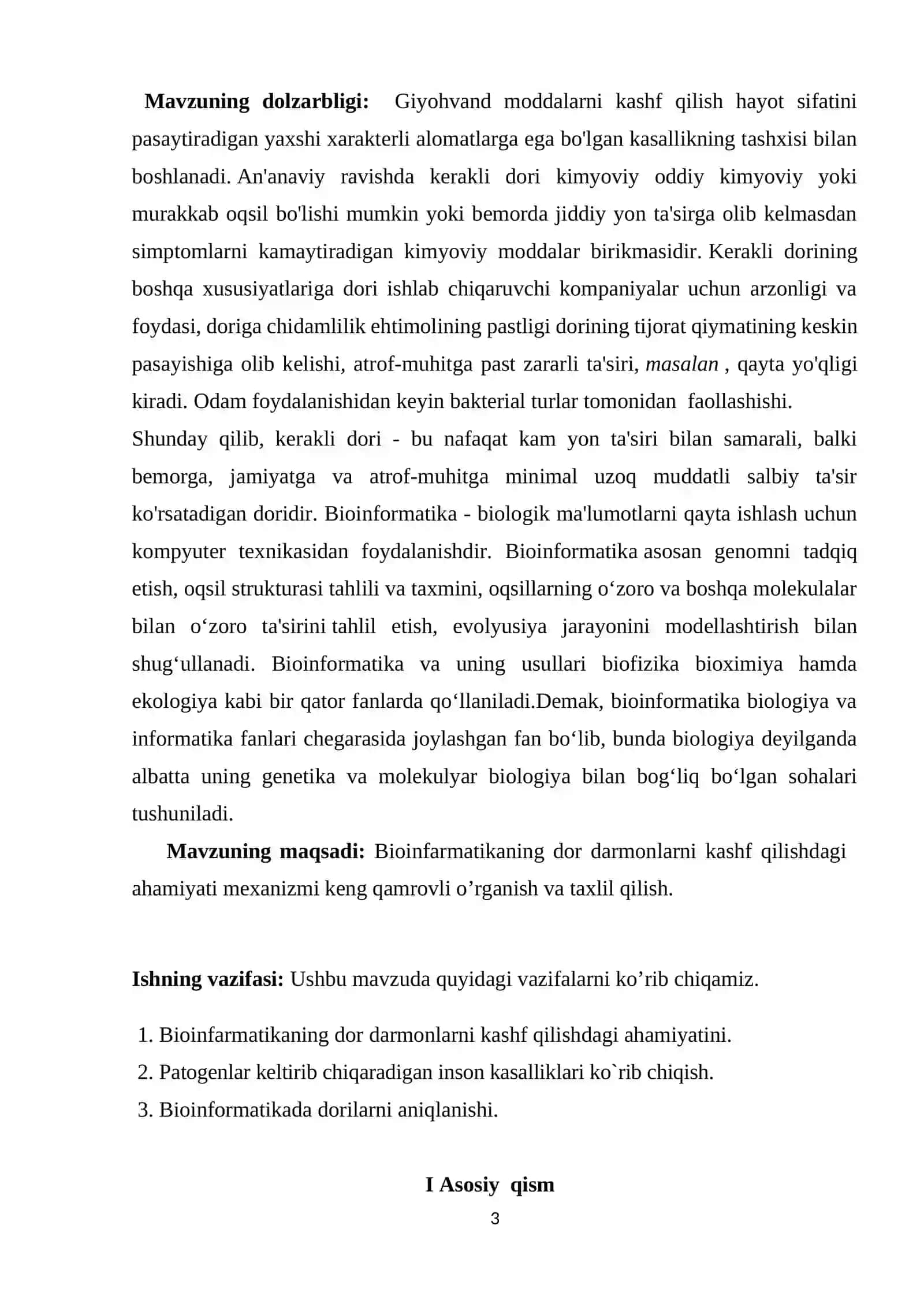 Dori vositalarini ishlab chiqishda bioinformatsion yondashuvlarning qo`llanilishi 3