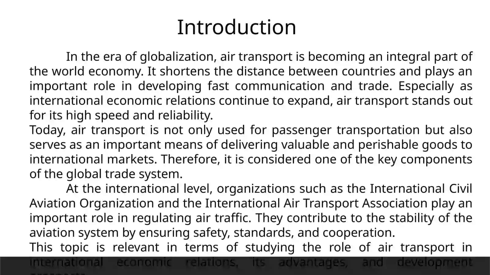 Air transport and international economic relations 3