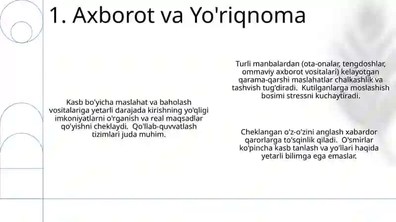 Ilk oʻspirinlik davri xaqida kasb tanlash muammosi 3