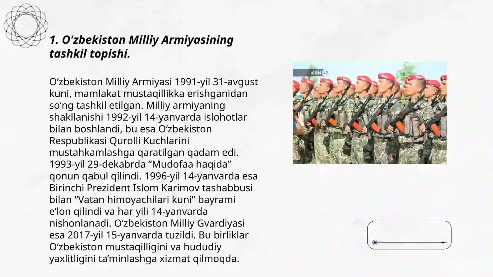 O'zbekiston Milliy Armiyasining shakllanishi va harbiy islohatlar 3