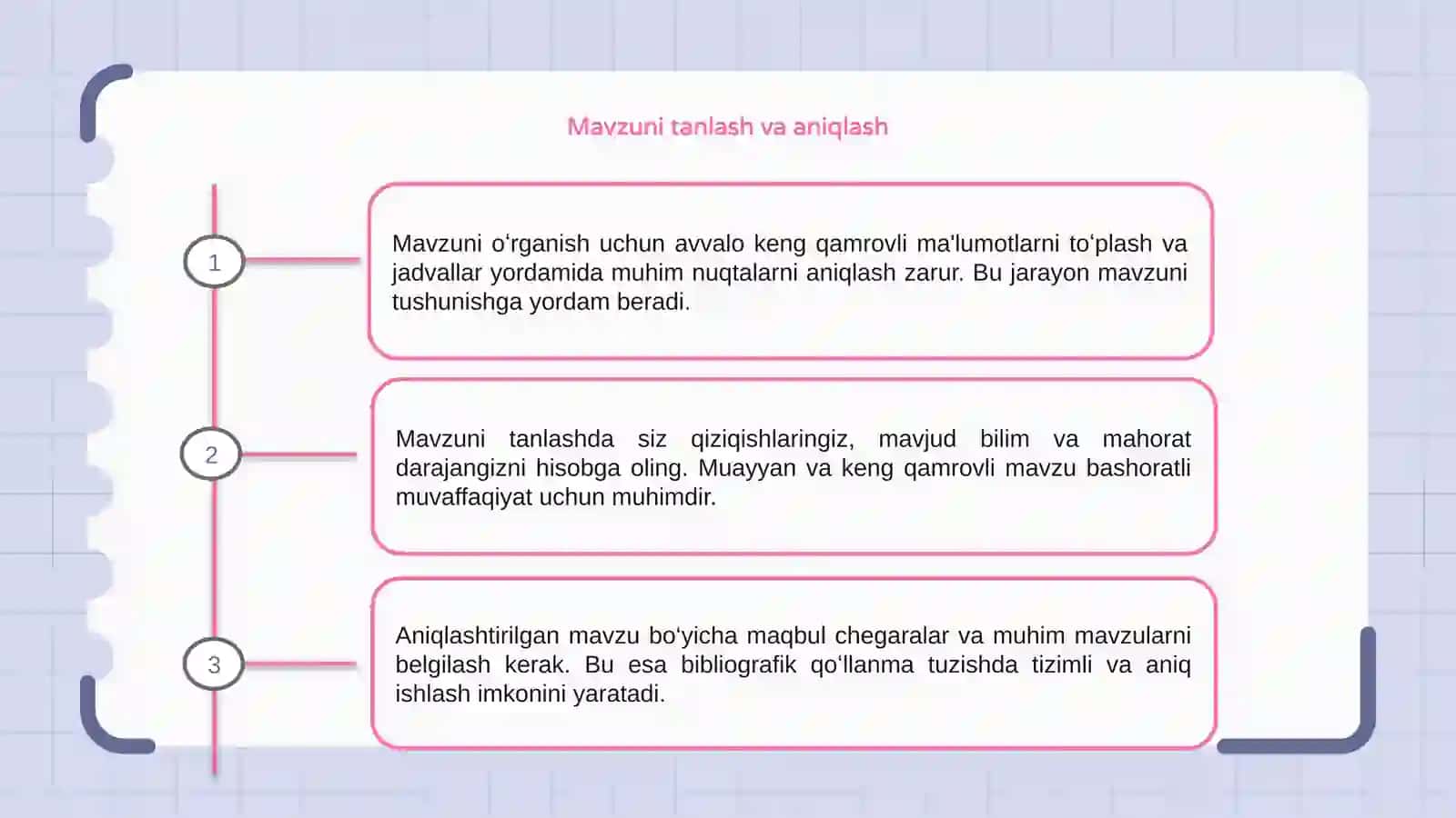 Bibliografik qo‘llanma tuzish uchun mavzuni o‘rganish 3