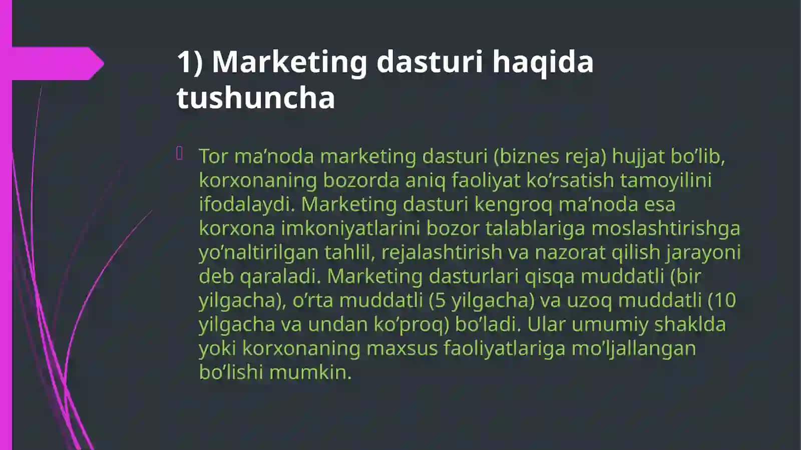 Marketing dasturlari va biznes rejasi 3