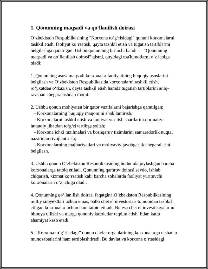 O’ZBEKISTON RESPUBLIKASINING KORXONA TO’G’RISIDAGI QONUNI 3