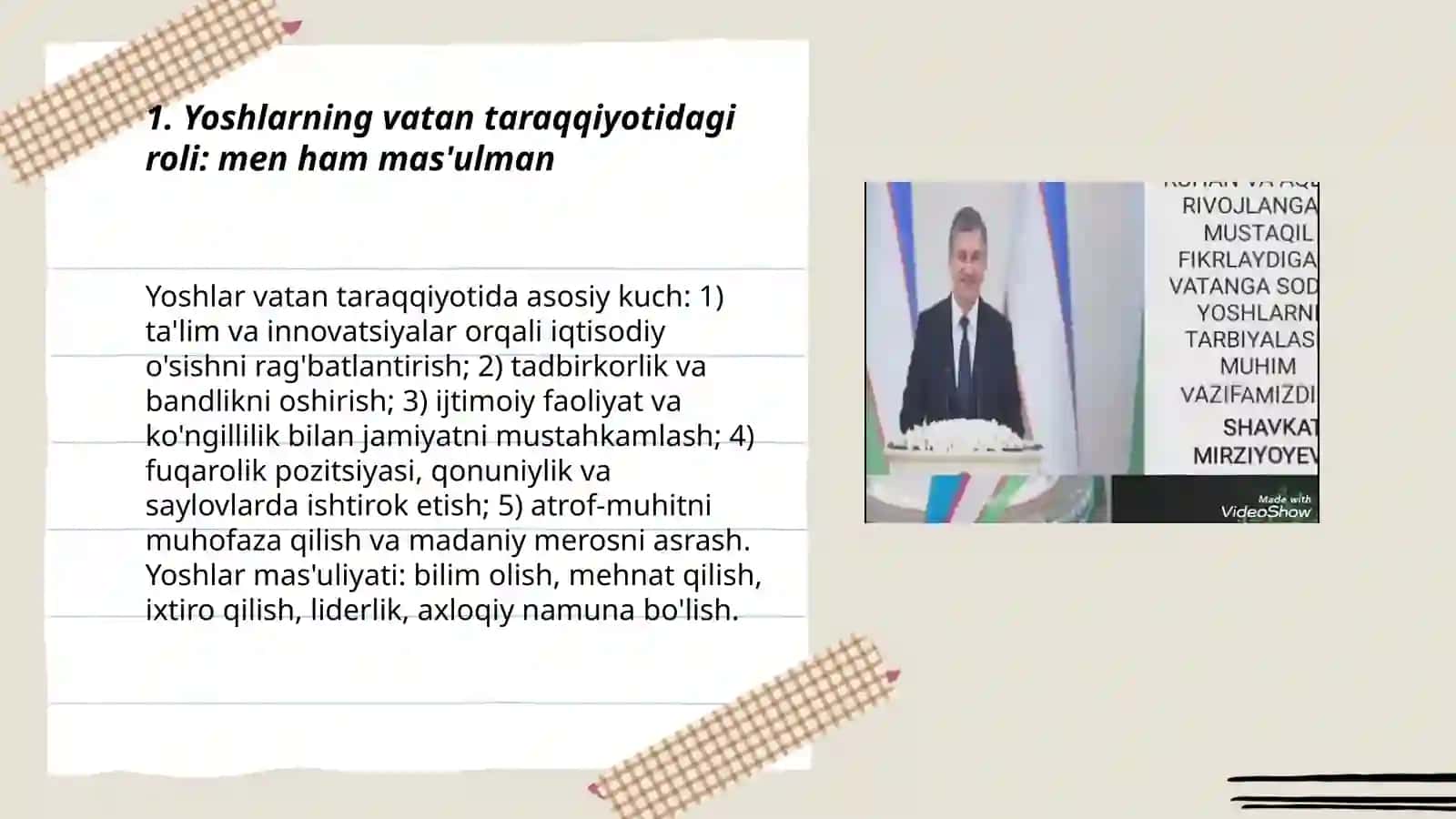 Yoshlarning vatan taraqqiyotidagi roli: men ham mas'ulman 3
