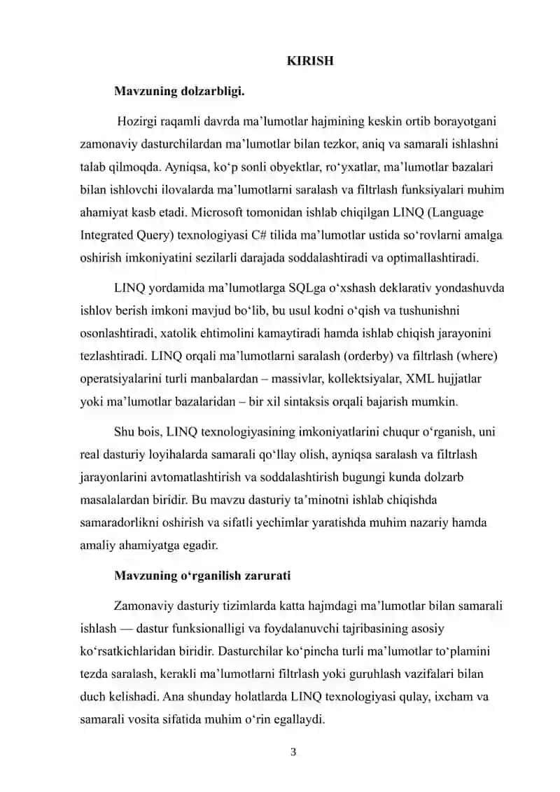 LINQ yordamida ma'lumotlarni saralash va filtrlash 3