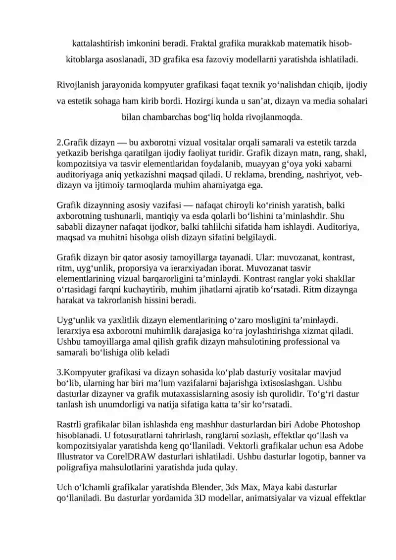 Kompyuter grafikasi va Dizayn haqida tushunchalar 3