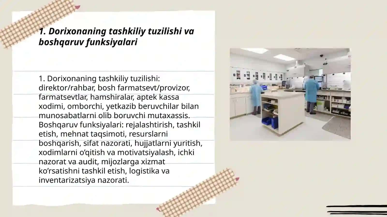 Dorixona va unda ishlovchi xodimlar vazifalari va shtatlari 3