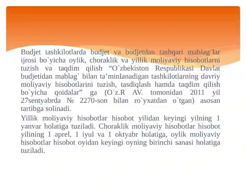 Moliyaviy hisob asoslari fanida taqdimot 3