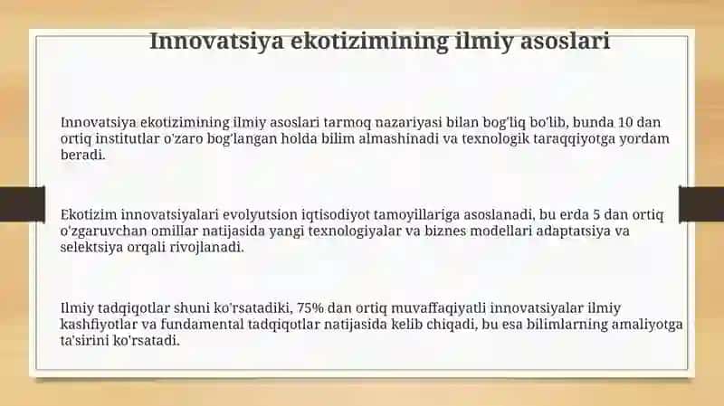Innovatsiya ekotizimining ilmiy asoslari 3