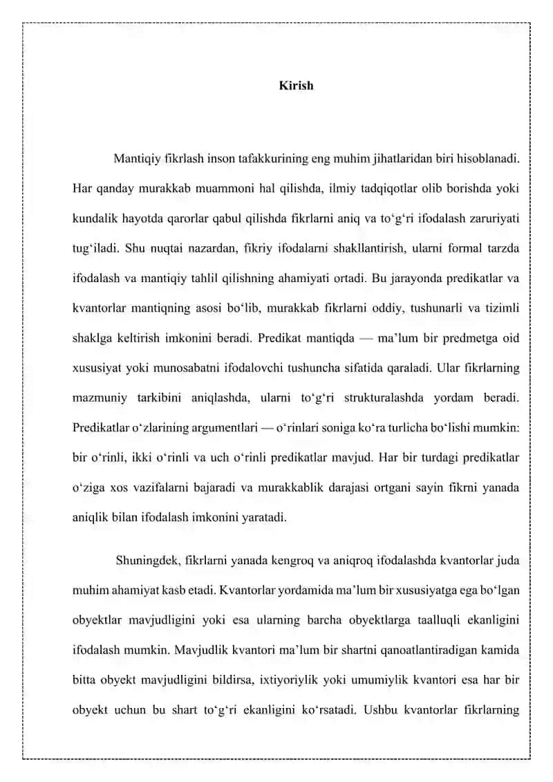 Fikriy ifodalarni shakllantirishda predikatlar. Bir, ikki, uch o’rinli predikatlar 3