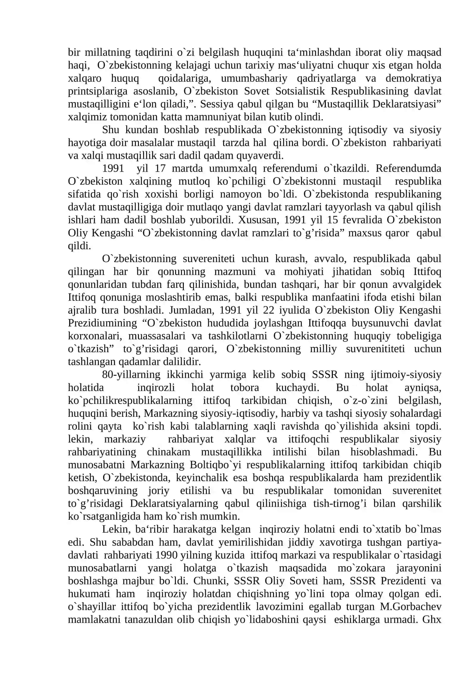 MUSTAQIL O‘ZBEKISTON RESPUBLIKASINING TASHKIL TOPISHI VA UNING TARIXIY AHAMIYATI 3