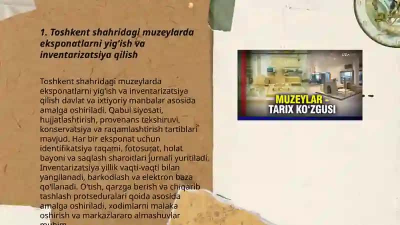 Toshkent shahrida joylashgan muzeylar faolyati 3