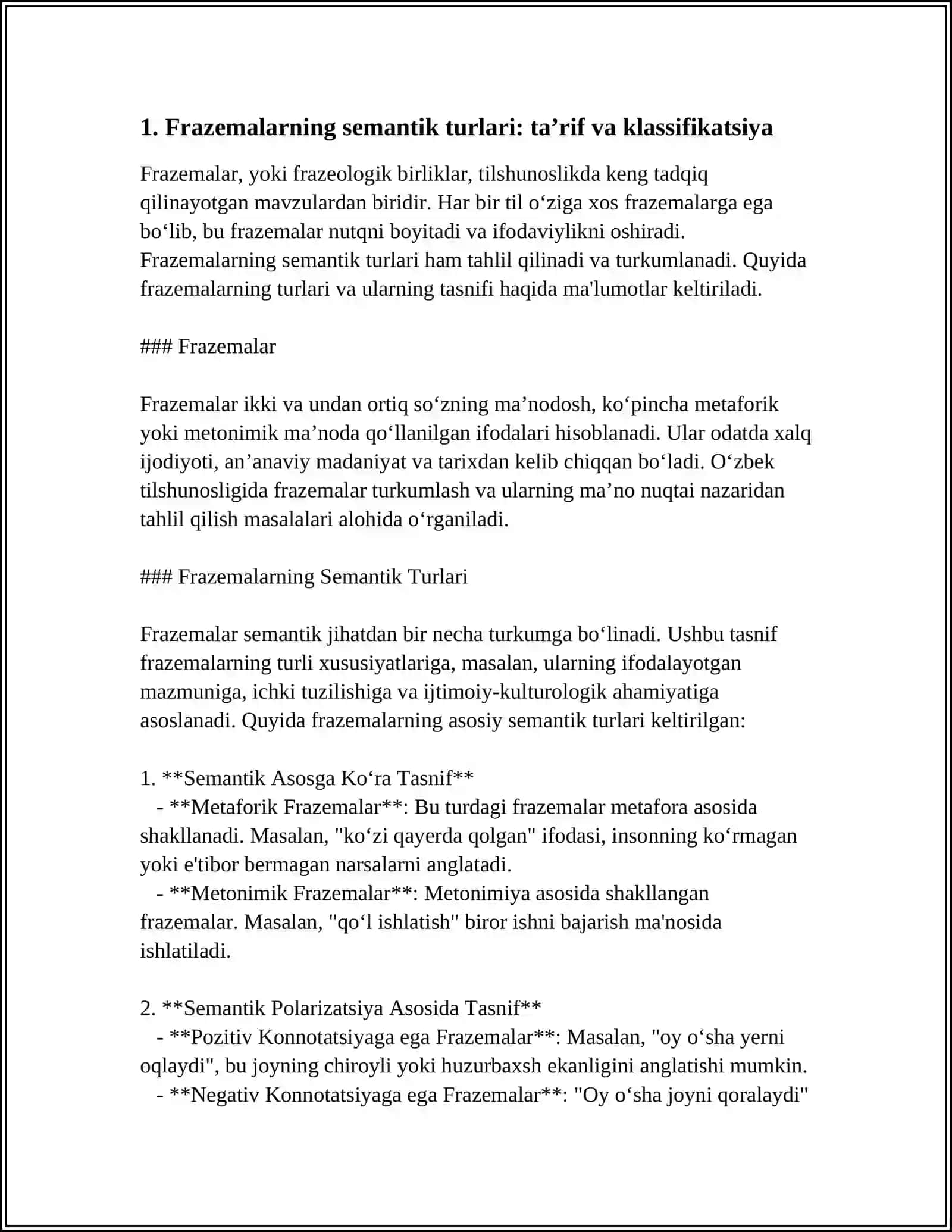 FRAZEMALARNING SEMANTIK TURLARI, OMONIM, SINONIM,ANTONIM IBORALAR 3