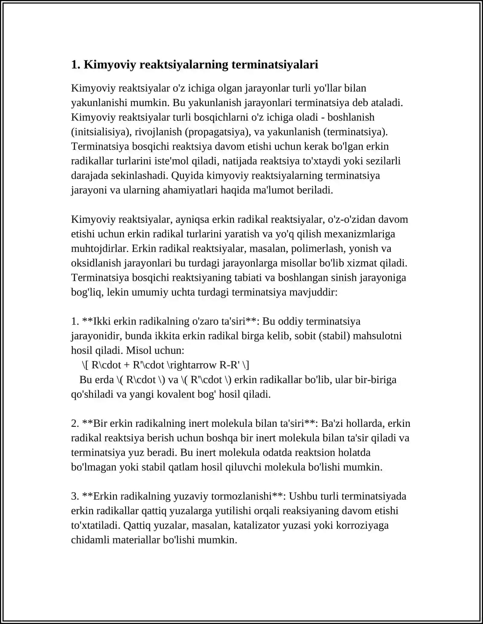 KIMYOVIY JARAYONLARDA SODIR BO'LADIGAN TERMIK EFFEKTLARIGA OID MA'LUMOTLAR 3