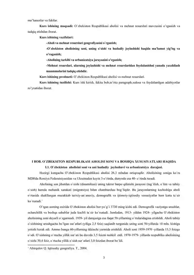 O'ZBEKISTON RESPUBLIKASI AHOLISI VA MEHNAT RESURSLARI 3