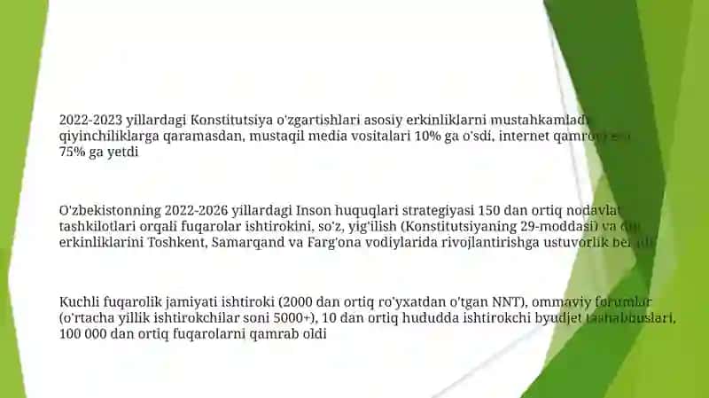 Yangi O'zbekistinda insin haq-huquqlari va erkinliklari kafolatining yaratilishi 3