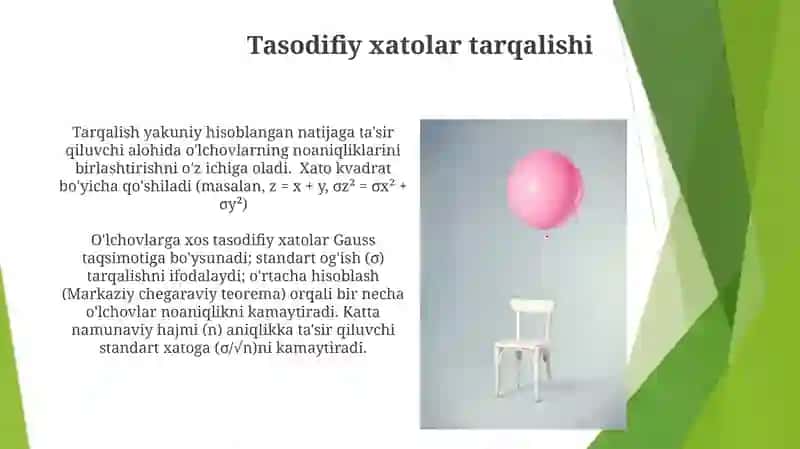 Tasodifiy xatolikning xarakteristikalari 3