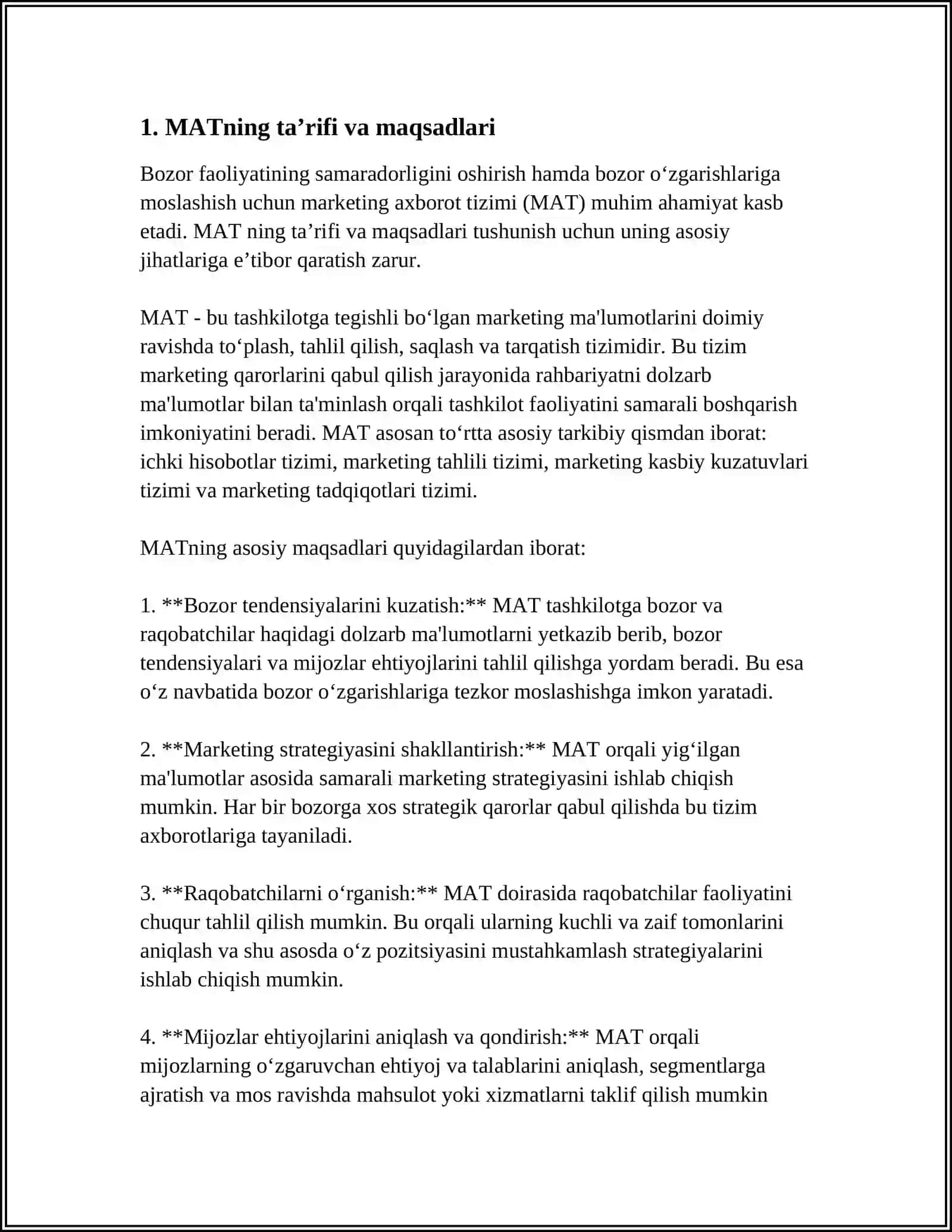 MARKETING AXBOROT TIZIMI (MAT): TARKIBI VA AHAMIYATI 3
