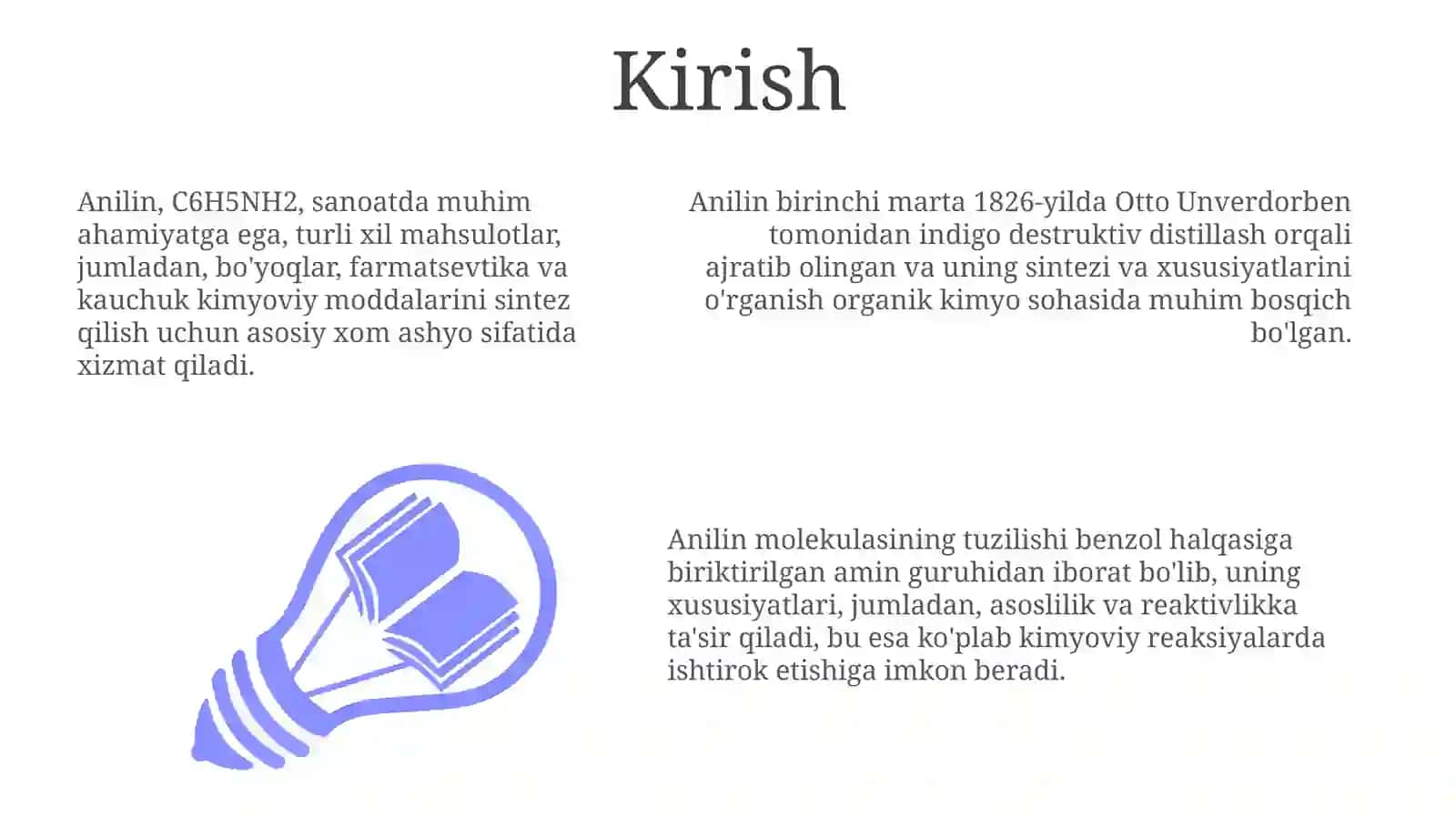 Anilin va uning sintiz tuzilishi xossalari 3