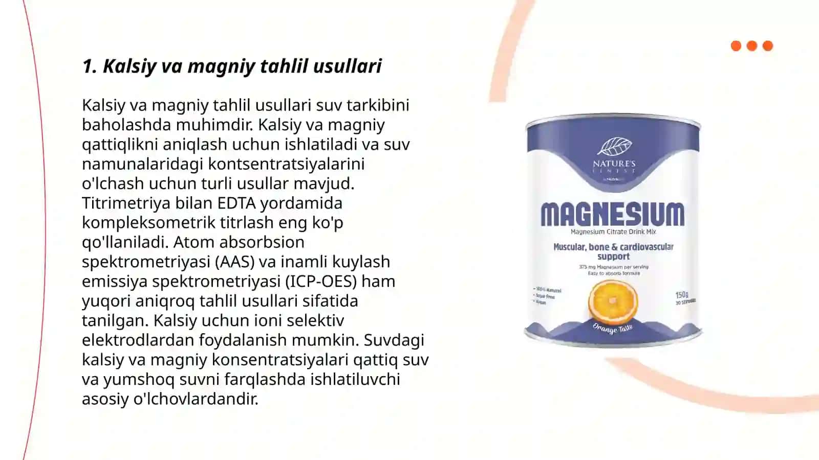 Oziq - ovqat tarkibidagi kalsiy va magniy tarkibini aniqlash 3