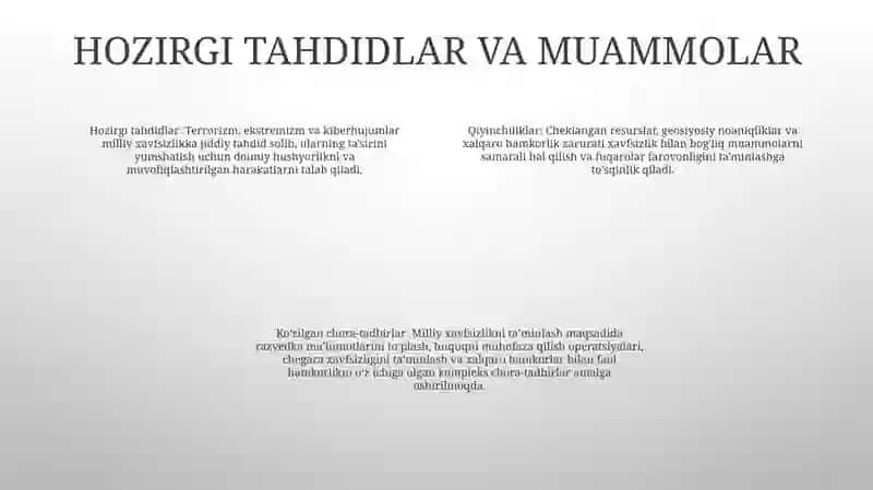 Milliy Xavfsizlikni Ta'Minlash Borasida Amalga Oshirilayotgan Ishlar 3