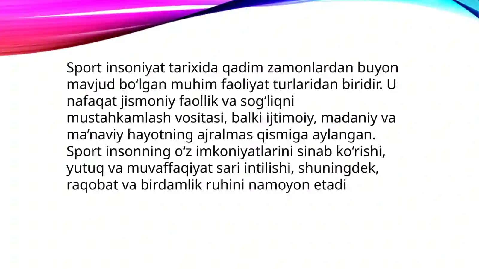 O’ZBEKISTON VA JAHONDA SPORTNING O’RNI 3