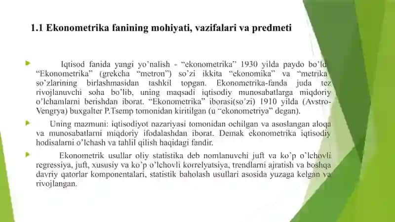 ЭКОНОМЕТРИКA ФАНИНИНГ МАҚСАДИ 3