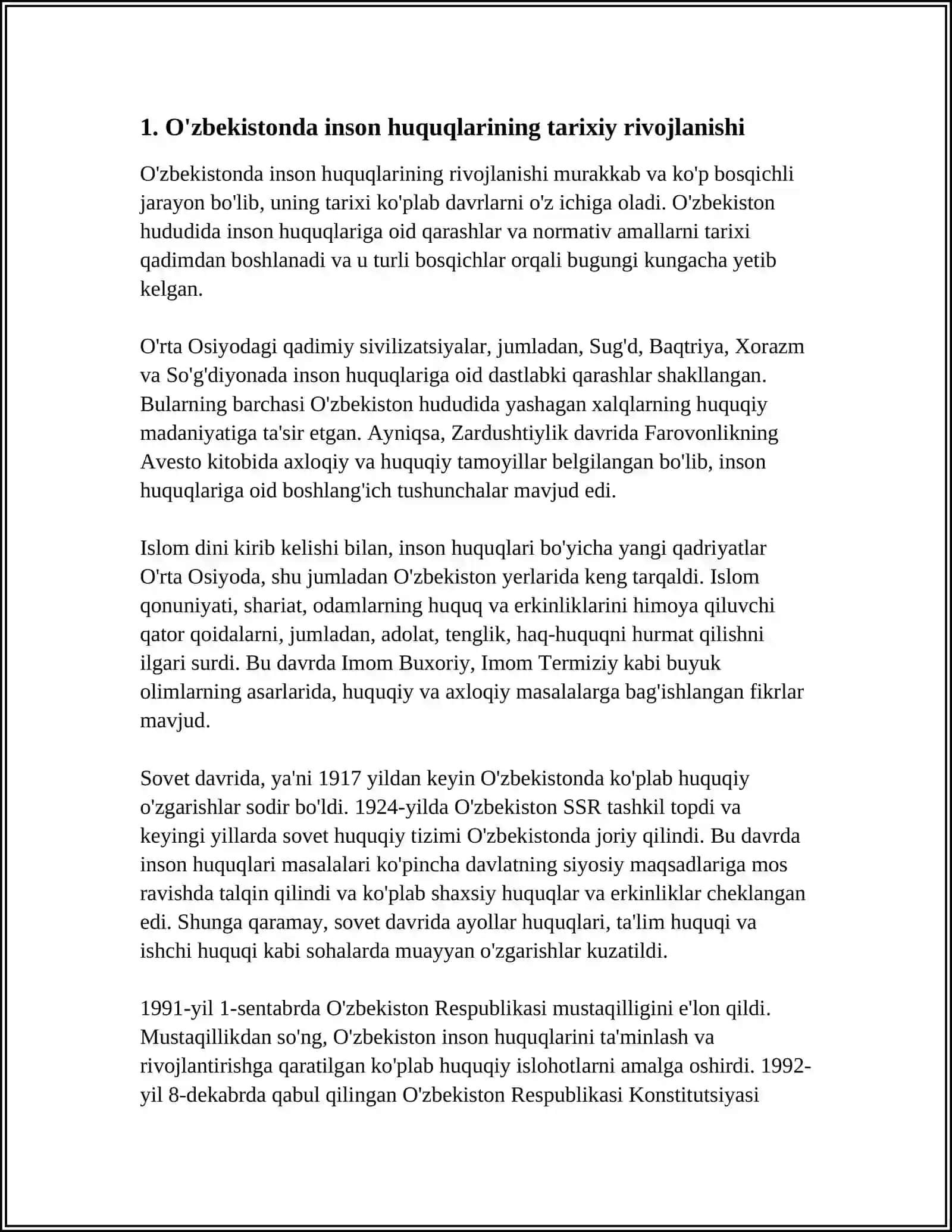 O'ZBEKISTONDA INSON HUQUQLARI VA ERKINLIKLARI KAFOLATINING YARATILISHI 3