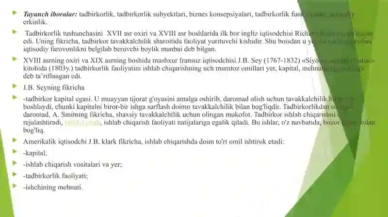 Kichik biznes va tadbirkorlikning mohiyati va mazmuni 3