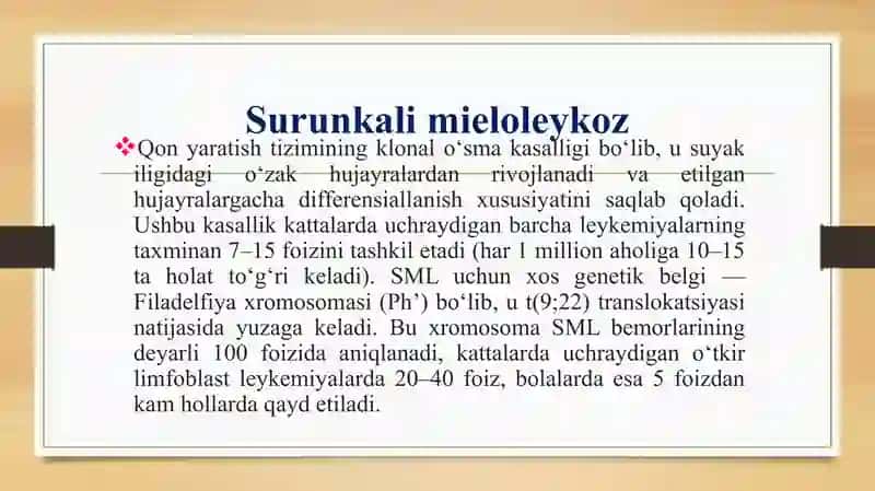Mieloproliferativ kasalliklar Diagnostikasi va davolash tamoyillari 3