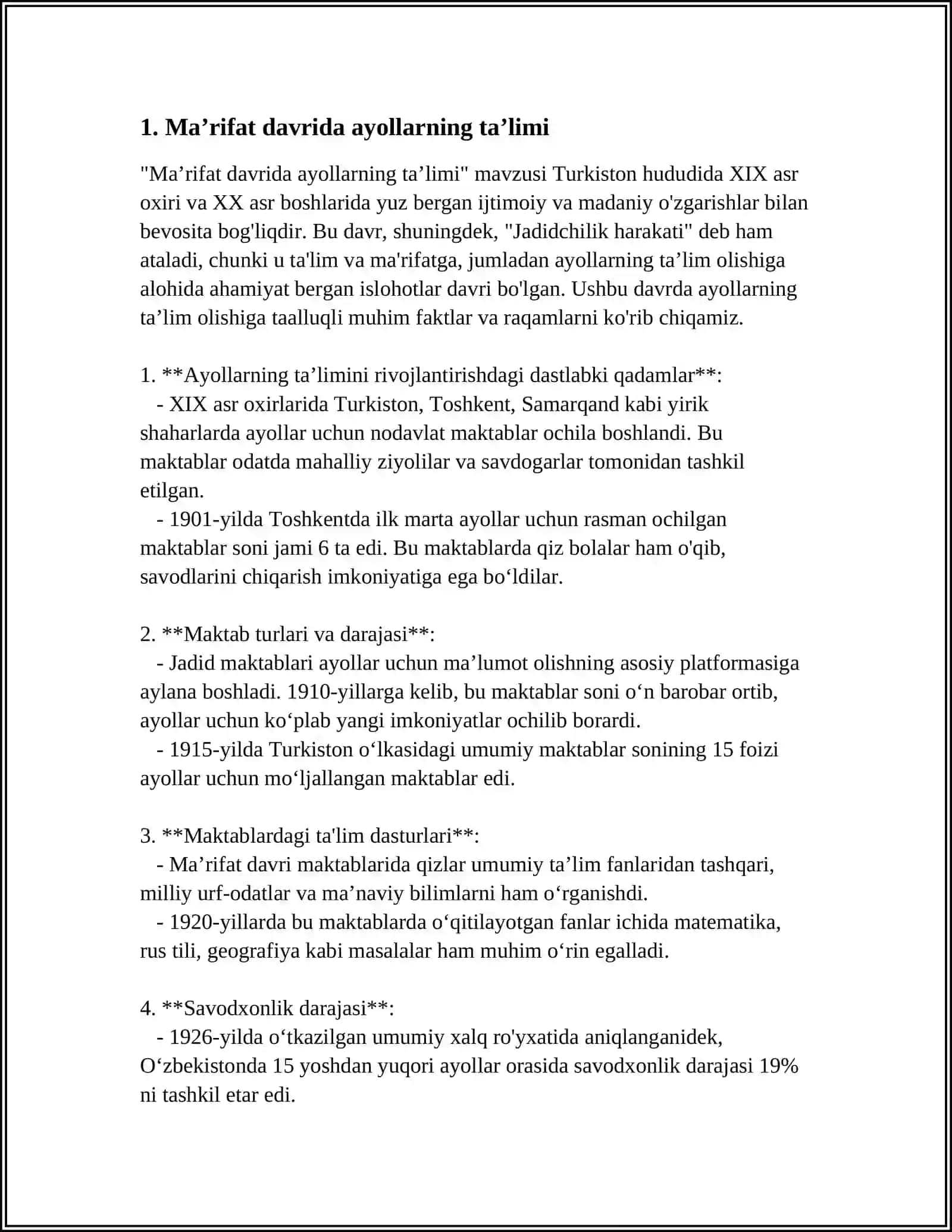 MAʼRIFAT DAVRI. GENDER IJODI 3