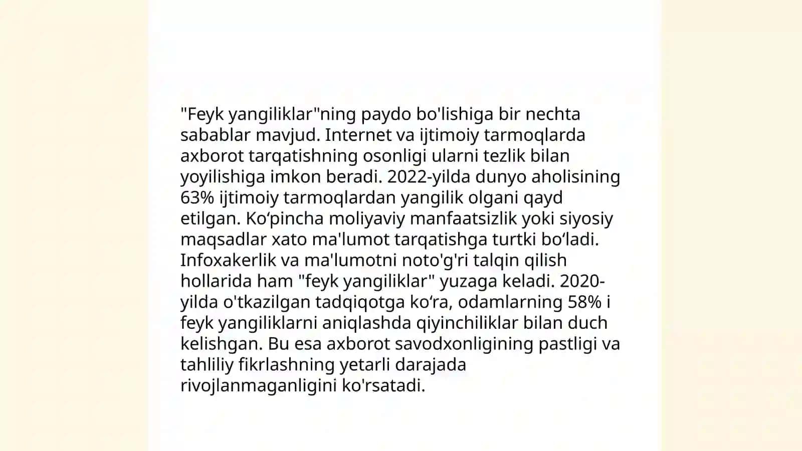 Media makona "feyk yangiliklar " ning xavfi 3
