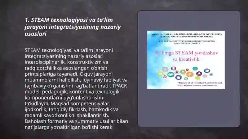 STEAM texnologiyasi va taʼlim jarayoni integratsiyasi 3