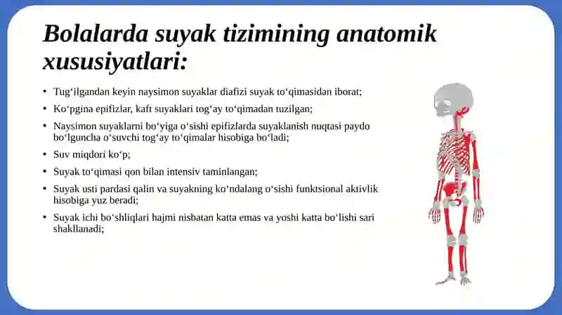 BOLALARDA SUYAK – MUSHAK TIZIMINING ASOSIY KASALLIKLARI SEMIOTIKASI 3