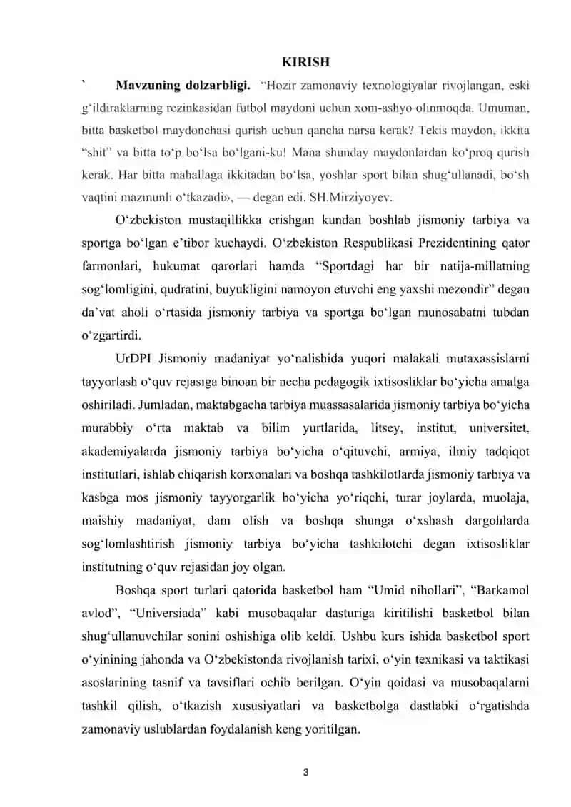 Umumta'lim maktablarda ommaviy sport sog'lomlashtirish ishlarida basketbol o'yinining o'rni 3