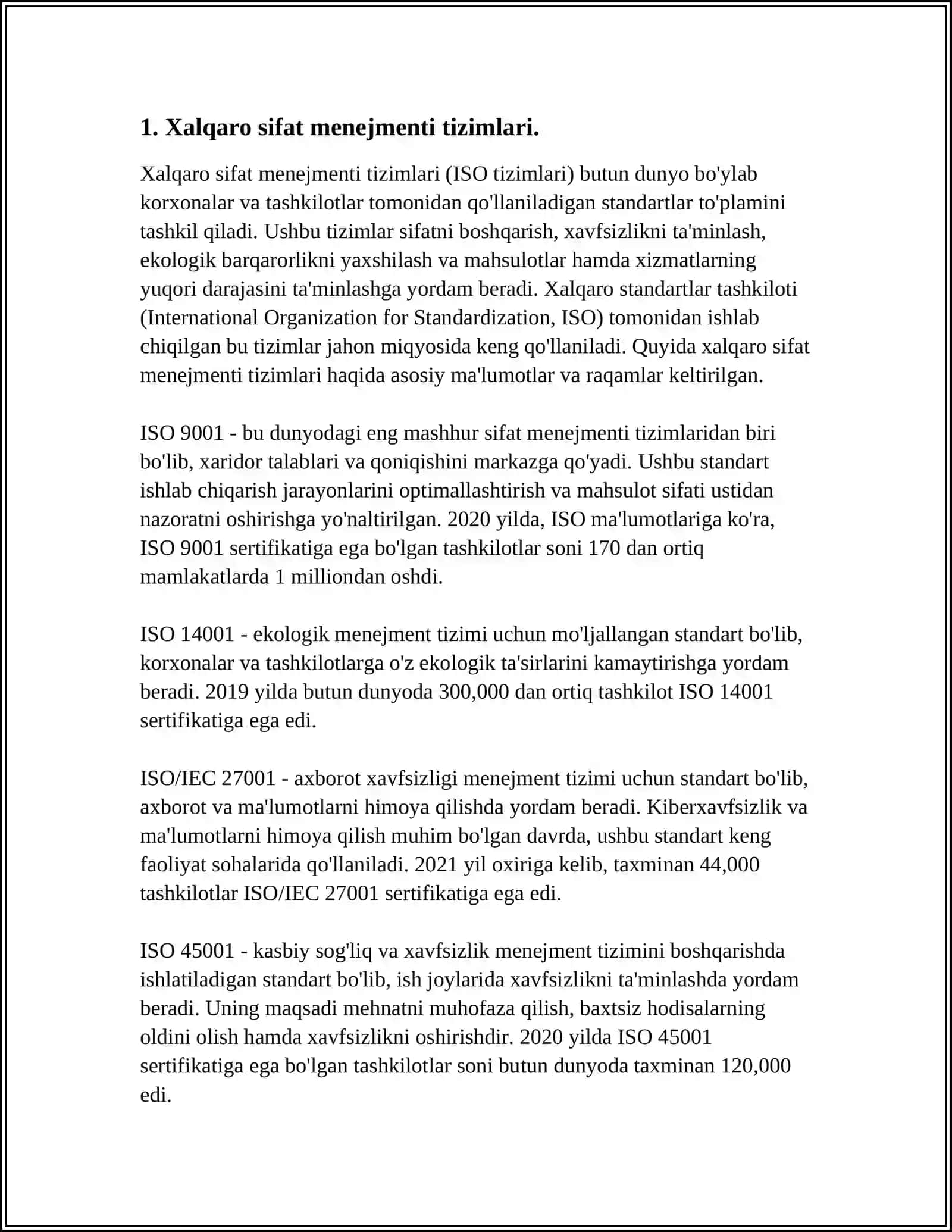 SIFAT MENEJMENTI TIZIMINING XALQARO STANDARTLARI 3