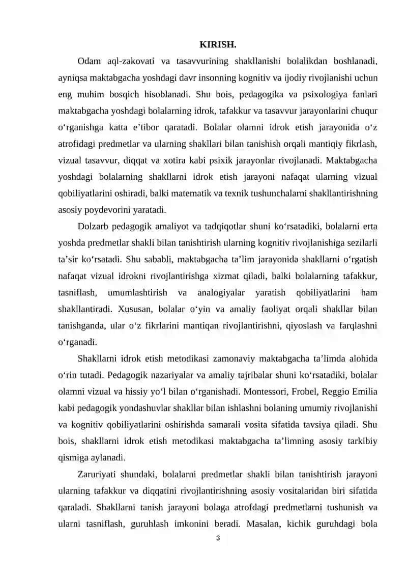 HAR BIR YOSH GURUHIDA BOLALARNI PREDMETLAR SHAKLI BILAN TANISHTIRISH METODIKASI 3