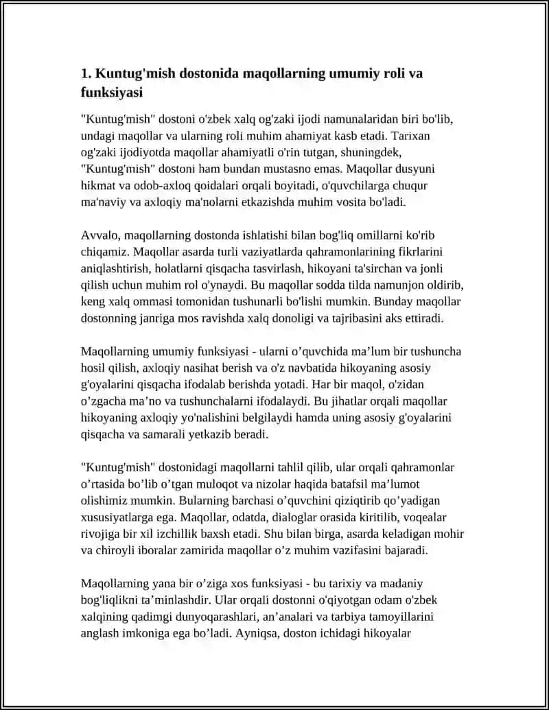 "KUNTUG'MISH" DOSTONIDA MAQOLLAR TAHLILI 3