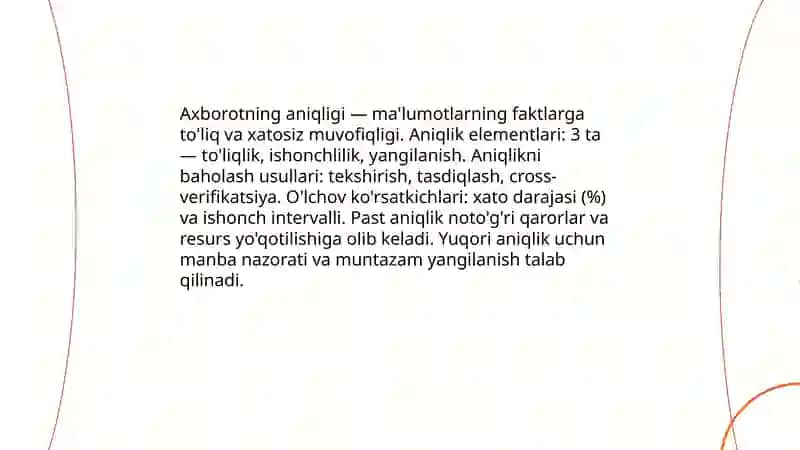 Axborotlarni asosiy xususiyatlarini tavsifnomasi 3
