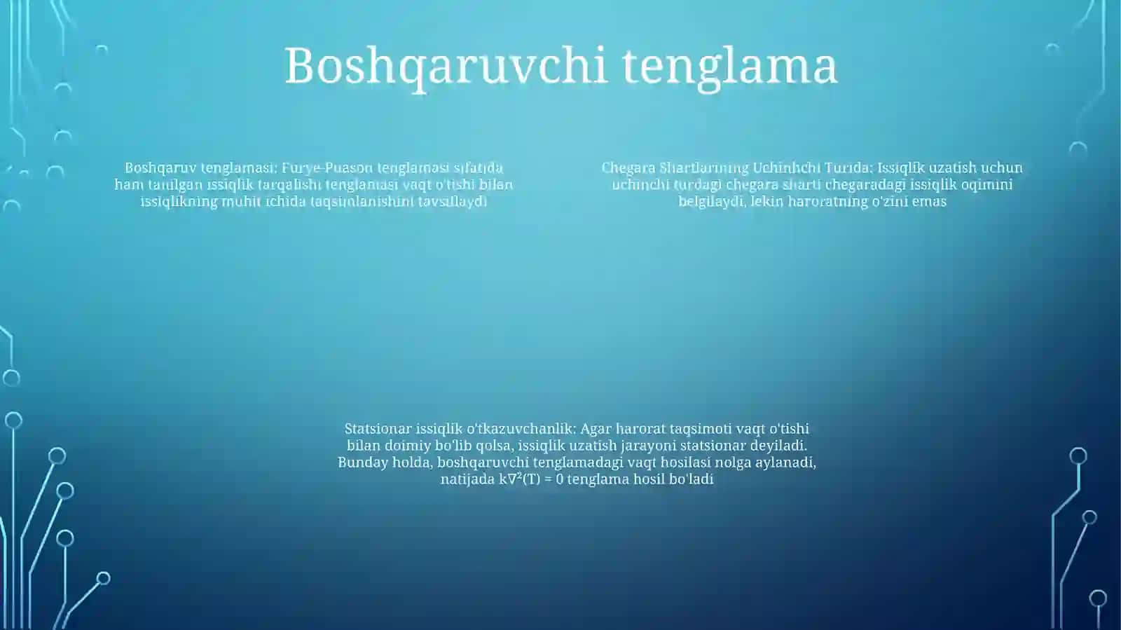 Chegara Shartlarining Uchinchchi Turida Statsionar Issiqlik OʻTkazuvchanlik 3
