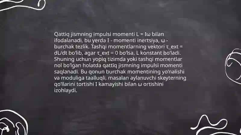 Qattiq jism impulsi momentining saqlanish qonuni 3