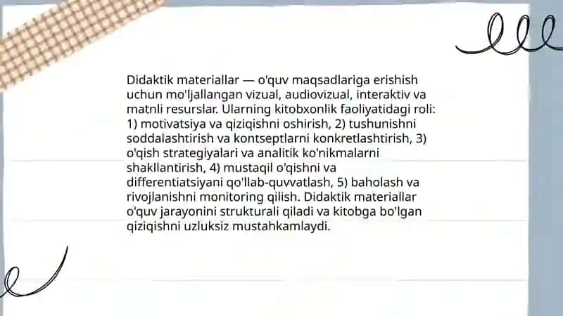 Kitobxonlik faoliyatini shakllantirishda didaktik materiallarning ahamiyatini tahlil qilish 3
