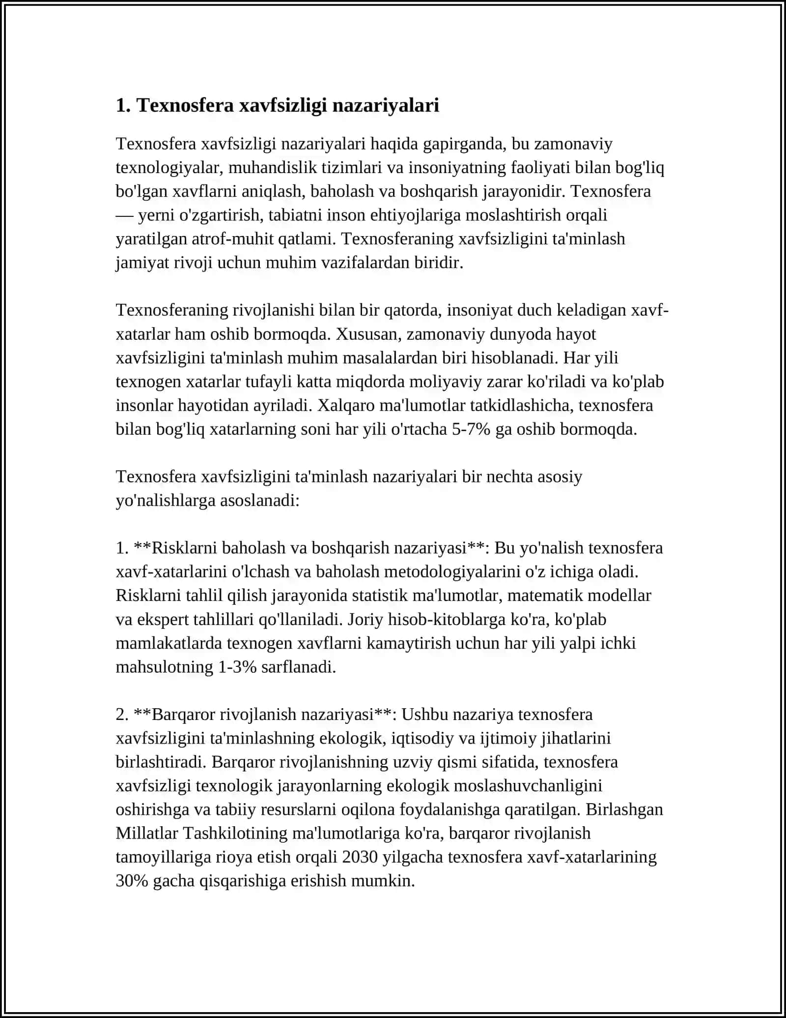 MUSTAQIL ISH Mavzu: TRANSPORT UNIVERSITETI TEXNOSFERA XAVFSIZLIGI 3