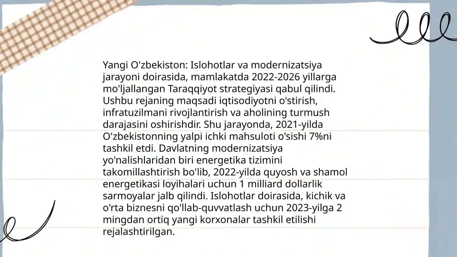 Yangi O'zbekistonda Prezident Sh.M.Mirziyoyev rahbarligi 3