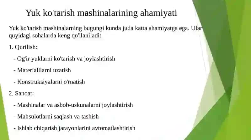 Yuk ko‘tarish mashinalari mexanizmlarini xavfsiz ishlashi uchun xisob ishlari 3